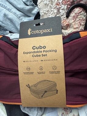 cotopaxi Cubo Packing Cube Set - Burgundy with Orange Trim